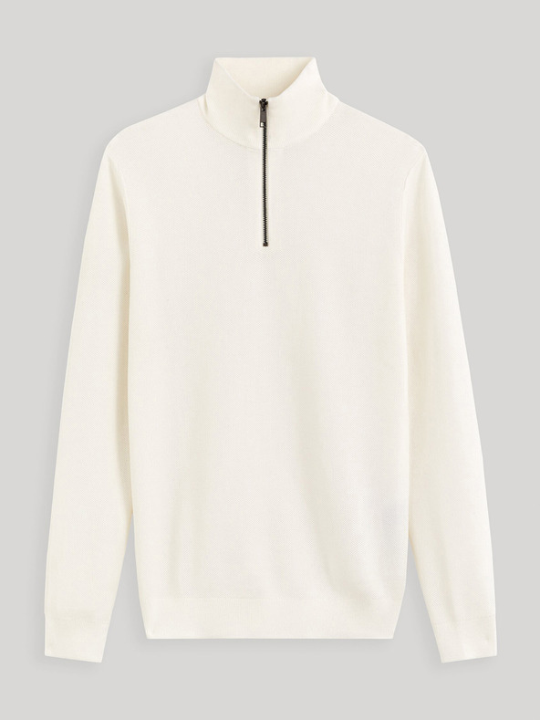 Celio Krémový pánsky sveter so stojacím golierom Celio Celim