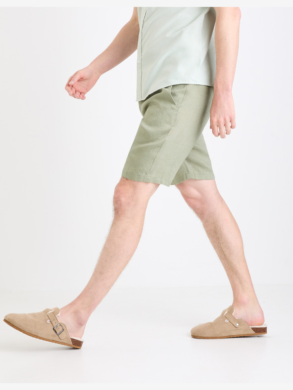 Celio Zelené pánske plátené šortky Celio Dolinusbm