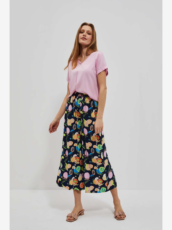 Moodo Ružové tričko s výstrihom do V Moodo