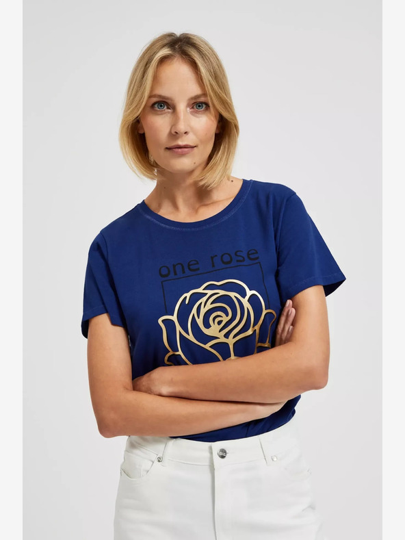 Moodo Tmavomodré tričko s potlačou Moodo