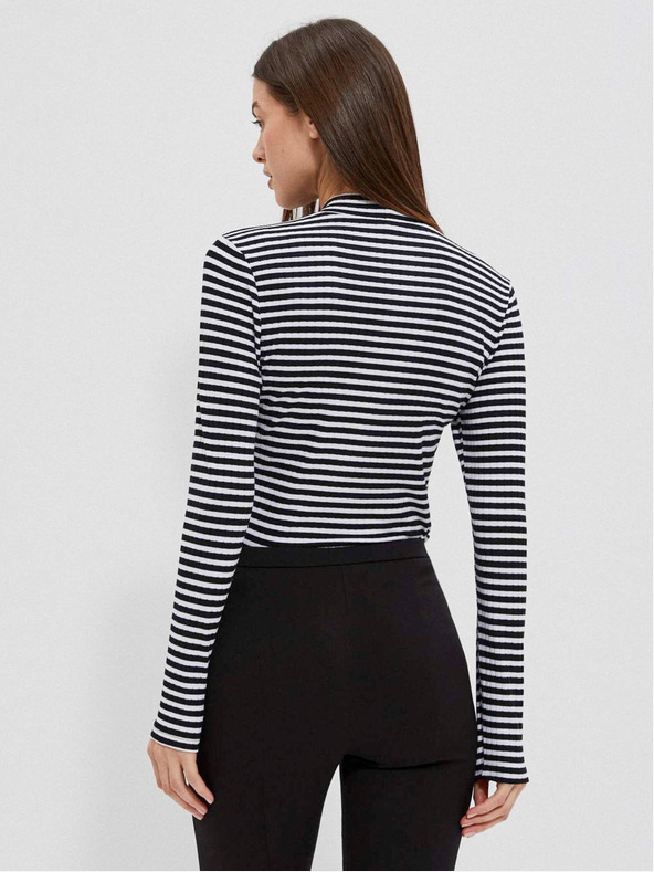 Moodo Bielo-čierna dámska pruhovaná košeľa Moodo