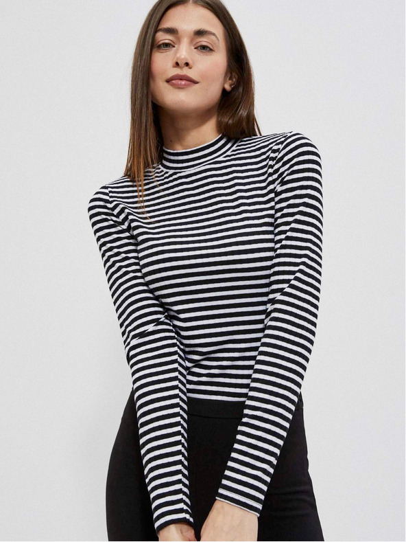 Moodo Bielo-čierna dámska pruhovaná košeľa Moodo