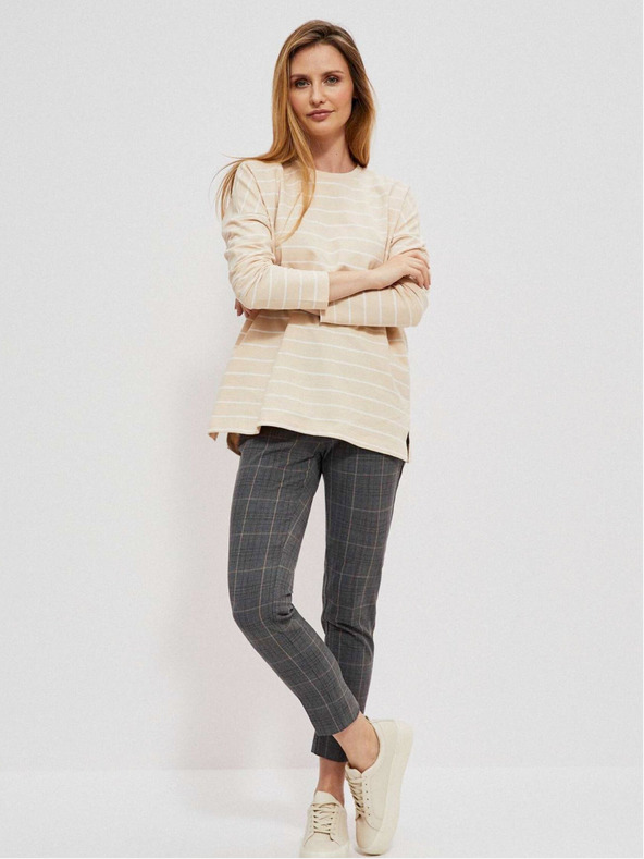 Moodo Bielo-béžové dámske pruhované tričko Moodo