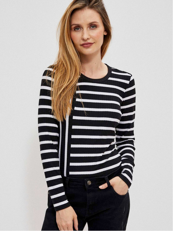 Moodo Bielo-čierna dámska pruhovaná košeľa Moodo