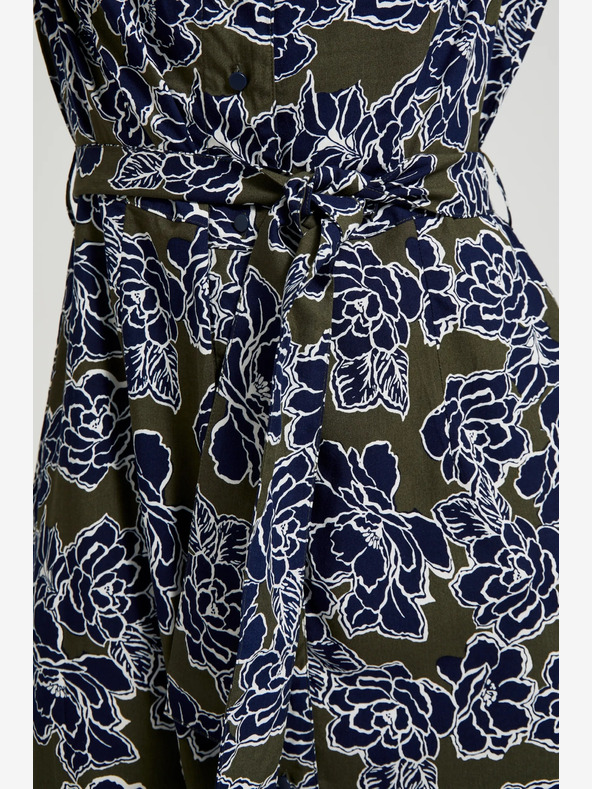 Moodo Zeleno-modré dámske košeľové šaty s kvetmi Moodo