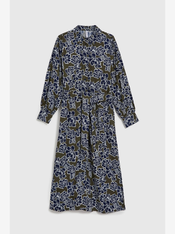 Moodo Zeleno-modré dámske košeľové šaty s kvetmi Moodo