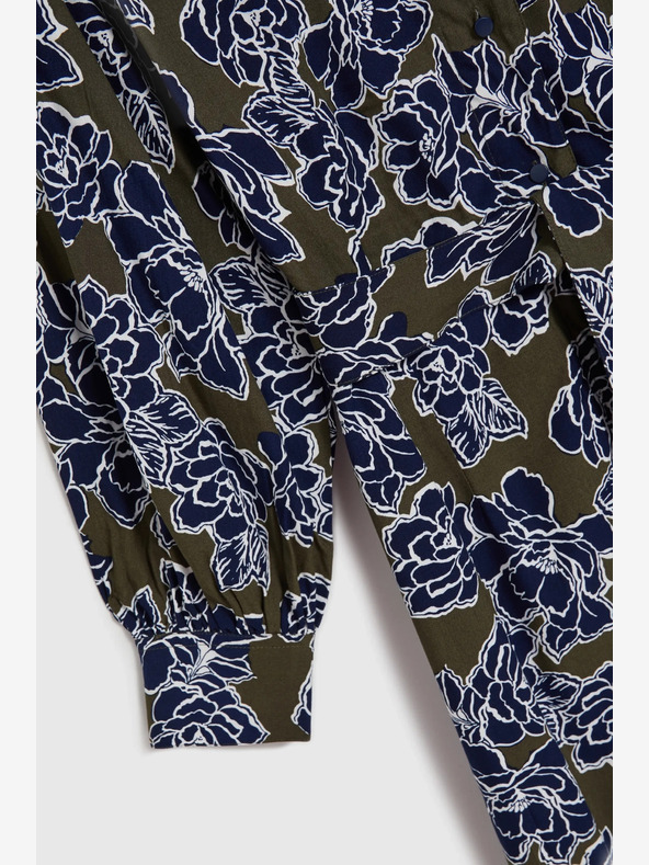 Moodo Zeleno-modré dámske košeľové šaty s kvetmi Moodo