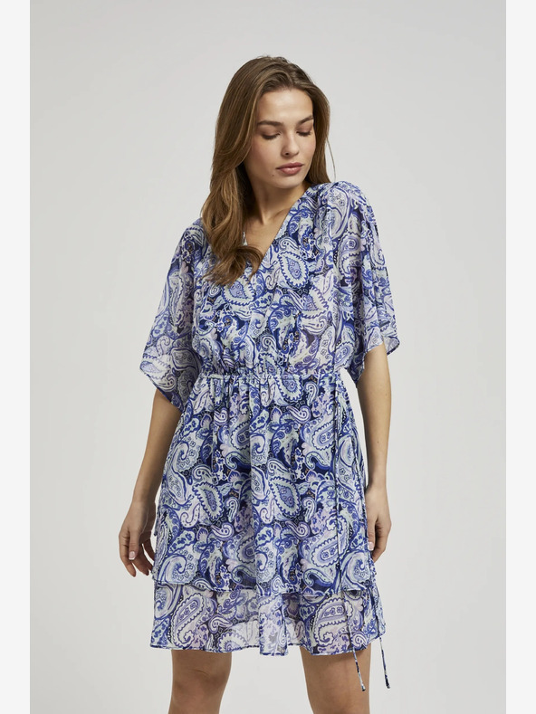 Moodo Modré vzorované šaty s dĺžkou po kolená Moodo