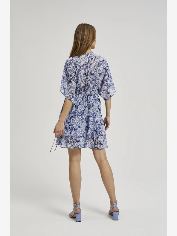 Moodo Modré vzorované šaty s dĺžkou po kolená Moodo
