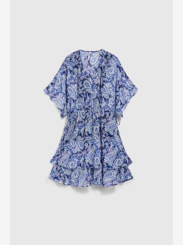 Moodo Modré vzorované šaty s dĺžkou po kolená Moodo