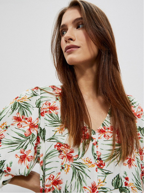 Moodo Biele dámske vzorované šaty Moodo