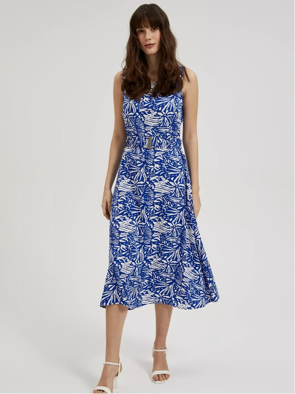 Moodo Modré vzorované midi šaty Moodo