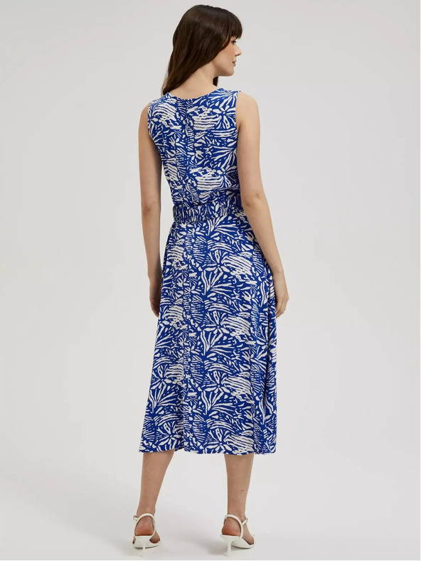 Moodo Modré vzorované midi šaty Moodo