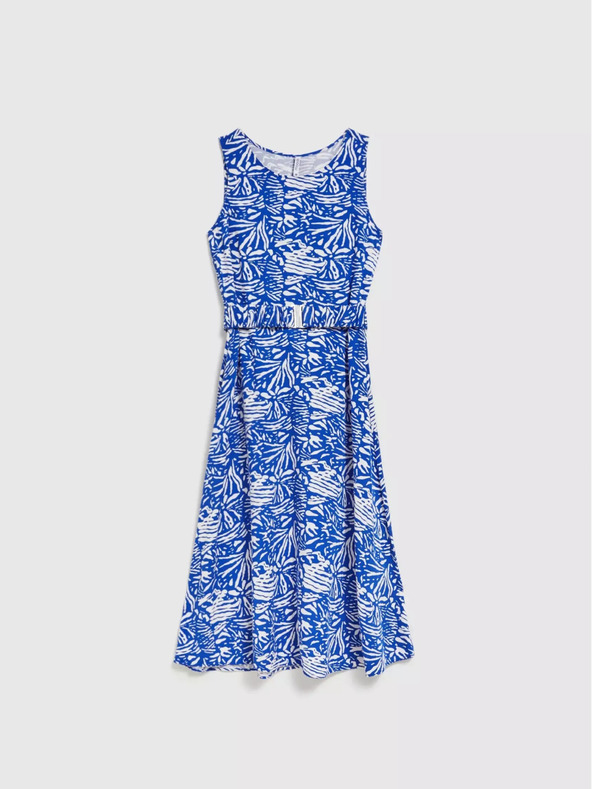 Moodo Modré vzorované midi šaty Moodo