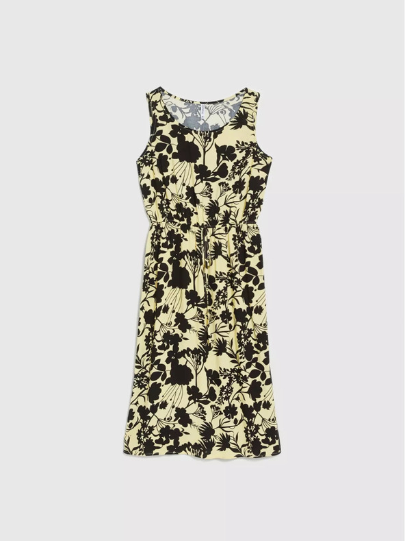 Moodo Žlté kvetinové midi šaty Moodo