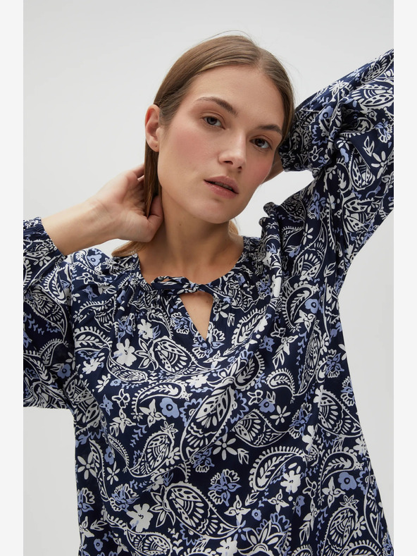 Moodo Biele a modré dámske vzorované šaty Moodo