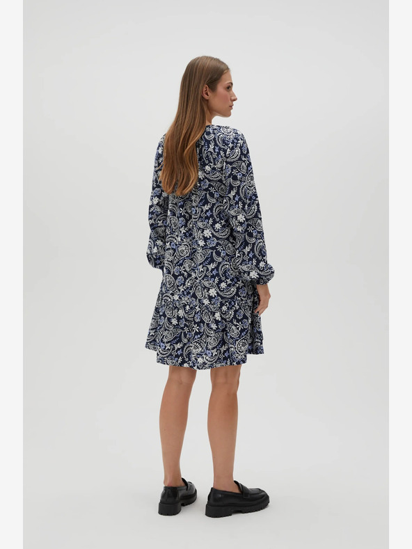 Moodo Biele a modré dámske vzorované šaty Moodo