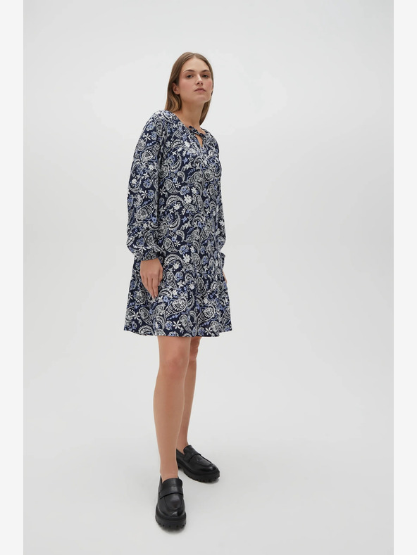 Moodo Biele a modré dámske vzorované šaty Moodo