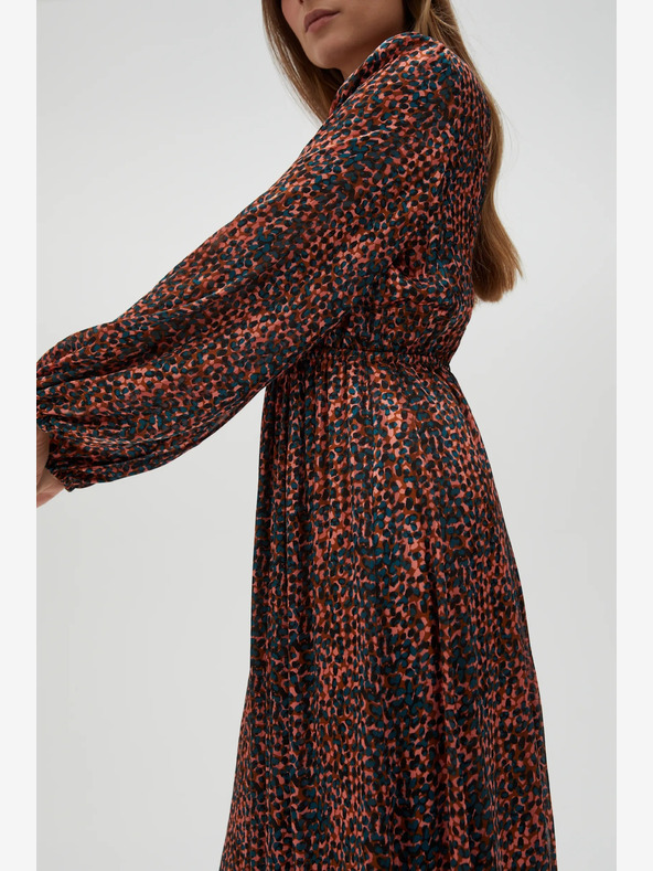 Moodo Oranžovo-hnedé dámske vzorované šaty Moodo