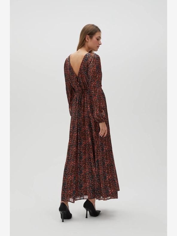 Moodo Oranžovo-hnedé dámske vzorované šaty Moodo