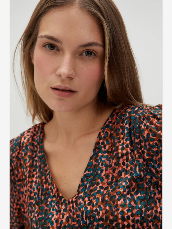 Moodo Oranžovo-hnedé dámske vzorované šaty Moodo