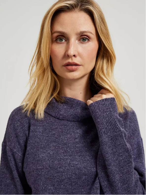 Moodo Fialový sveter s rolákom Moodo