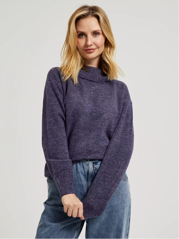 Moodo Fialový sveter s rolákom Moodo