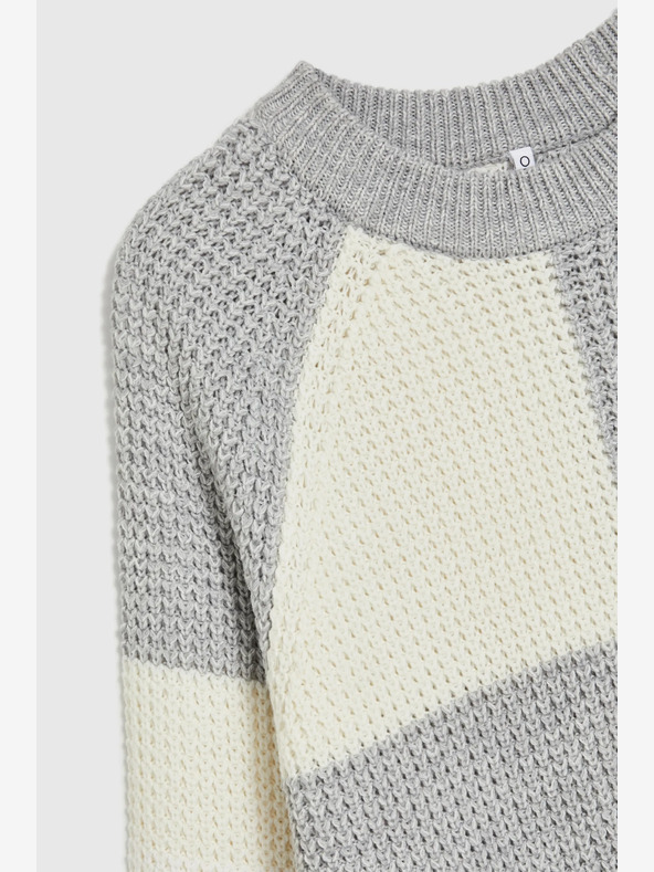Moodo Biely a sivý dámsky sveter Moodo