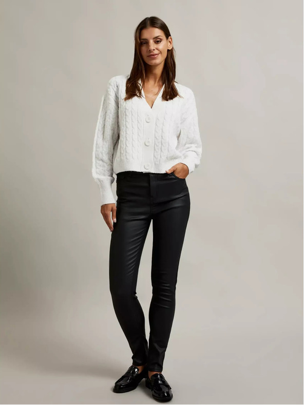 Moodo Biely krátky sveter s gombíkmi Moodo