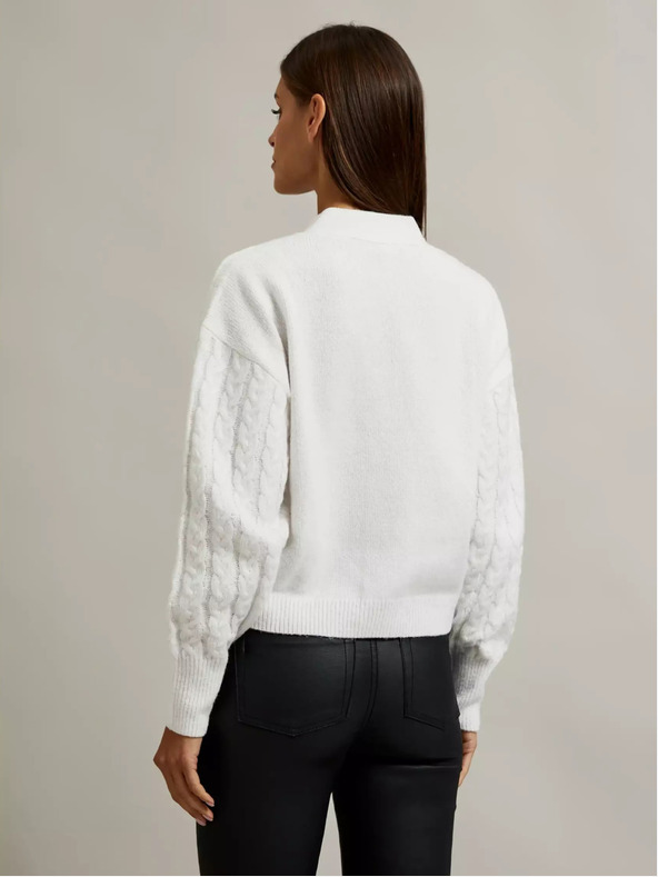 Moodo Biely krátky sveter s gombíkmi Moodo