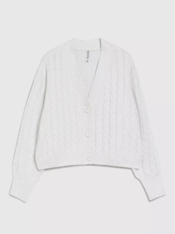 Moodo Biely krátky sveter s gombíkmi Moodo