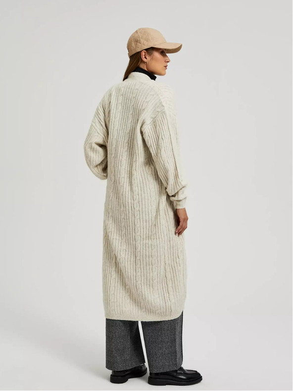 Moodo Béžový dlhý kardigán Moodo