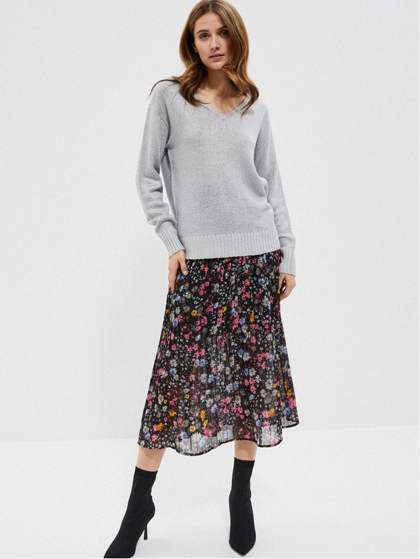 Moodo Šedý dámsky lesklý sveter Moodo