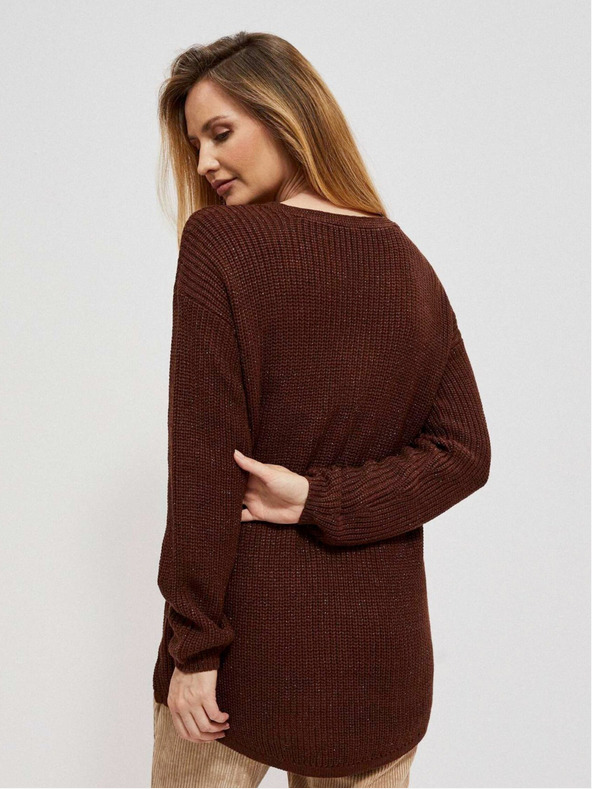 Moodo Hnedý dámsky lesklý sveter Moodo