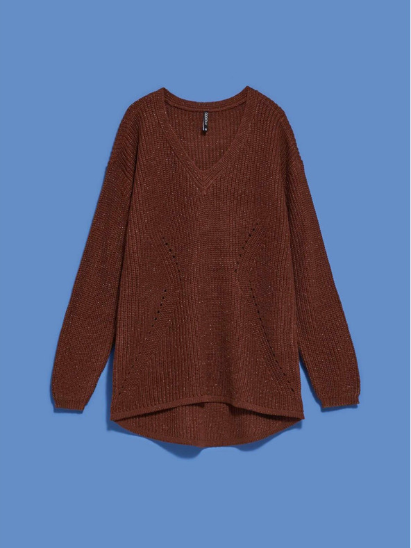 Moodo Hnedý dámsky lesklý sveter Moodo