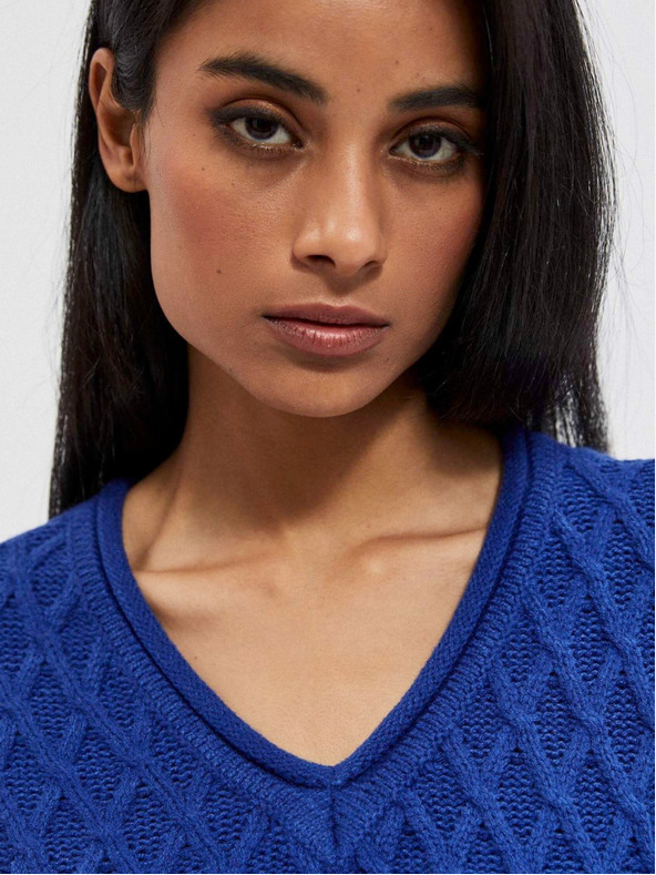 Moodo Modrý dámsky sveter Moodo