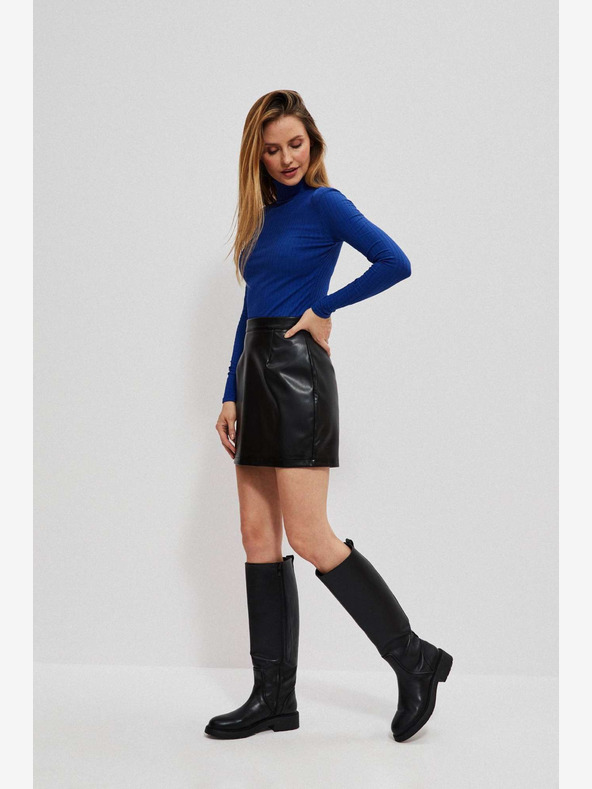 Moodo Čierna dámska koženková sukňa Moodo