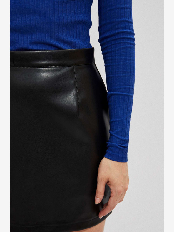 Moodo Čierna dámska koženková sukňa Moodo