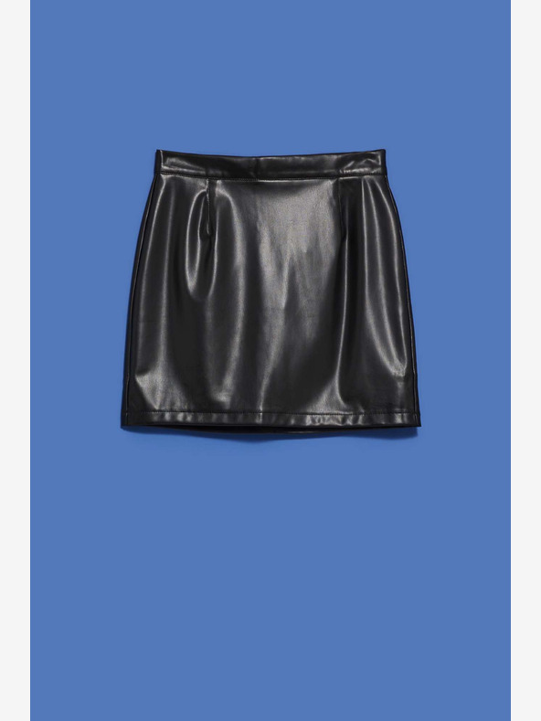 Moodo Čierna dámska koženková sukňa Moodo