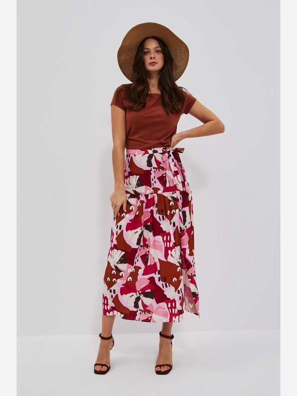 Moodo Červená a ružová dámska vzorovaná sukňa Moodo