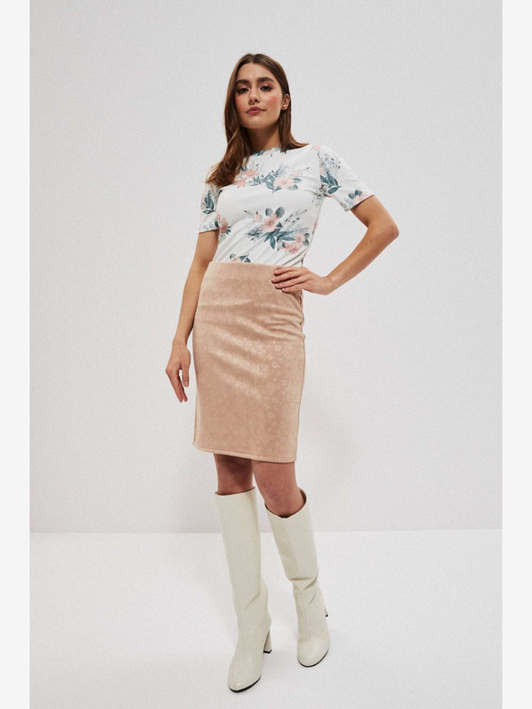 Moodo Béžová dámska kvetinová sukňa Moodo