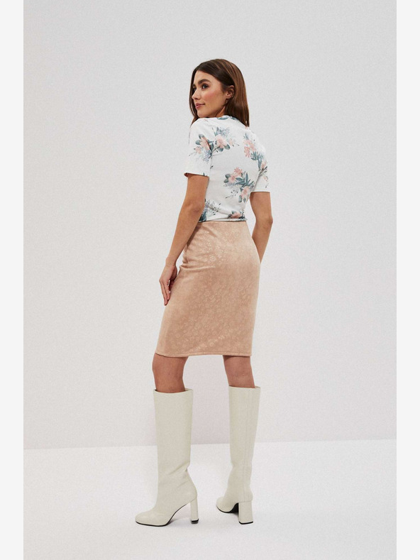 Moodo Béžová dámska kvetinová sukňa Moodo