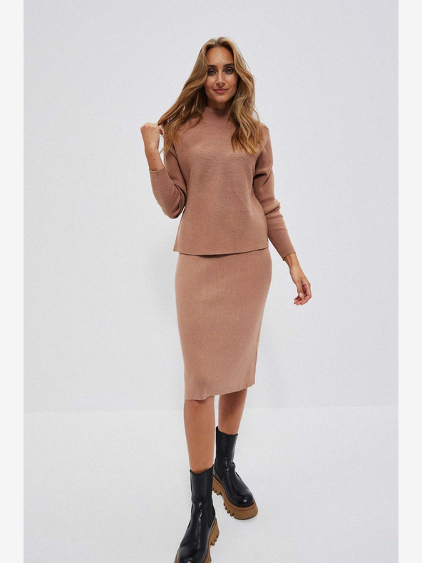 Moodo Hnedá dámska tepláková sukňa Moodo