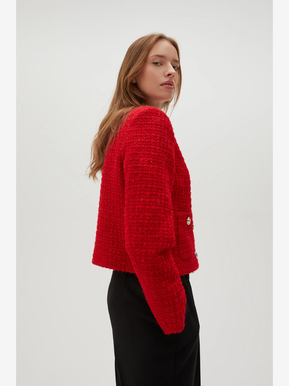 Moodo Moodo Červená bunda so zapínaním na gombíky