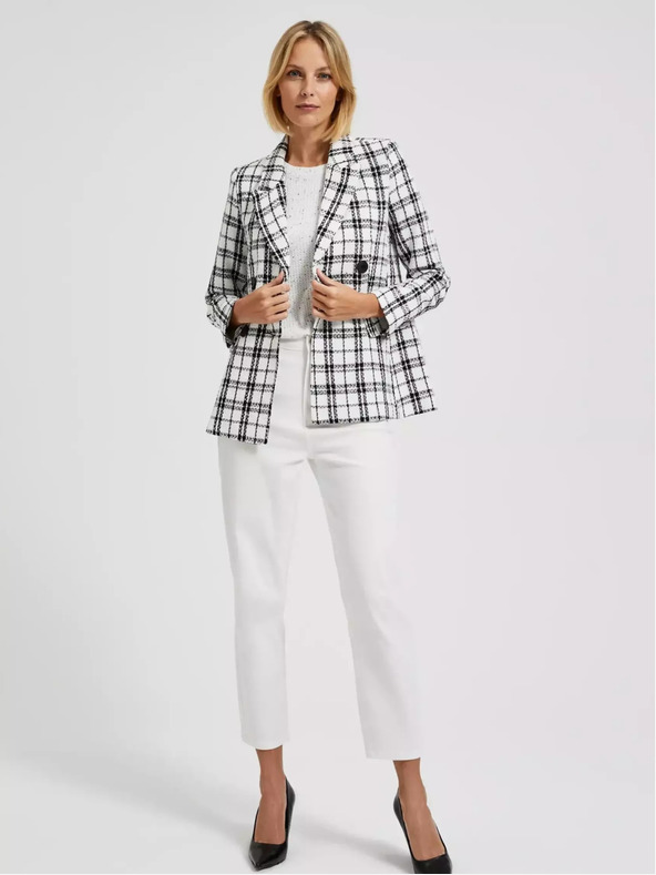 Moodo Čierno-biela károvaná bunda Moodo