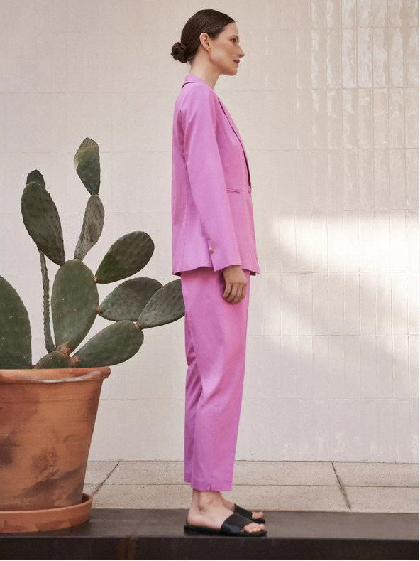 Moodo Ružové jednoradové sako s dlhým rukávom Moodo