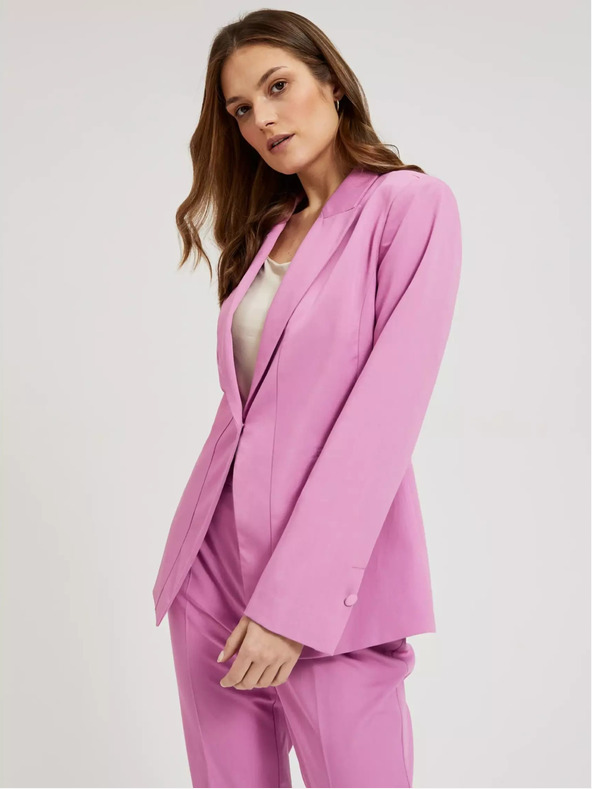 Moodo Ružové jednoradové sako s dlhým rukávom Moodo