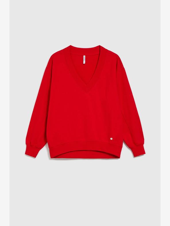 Moodo Červená dámska mikina s kapucňou Moodo