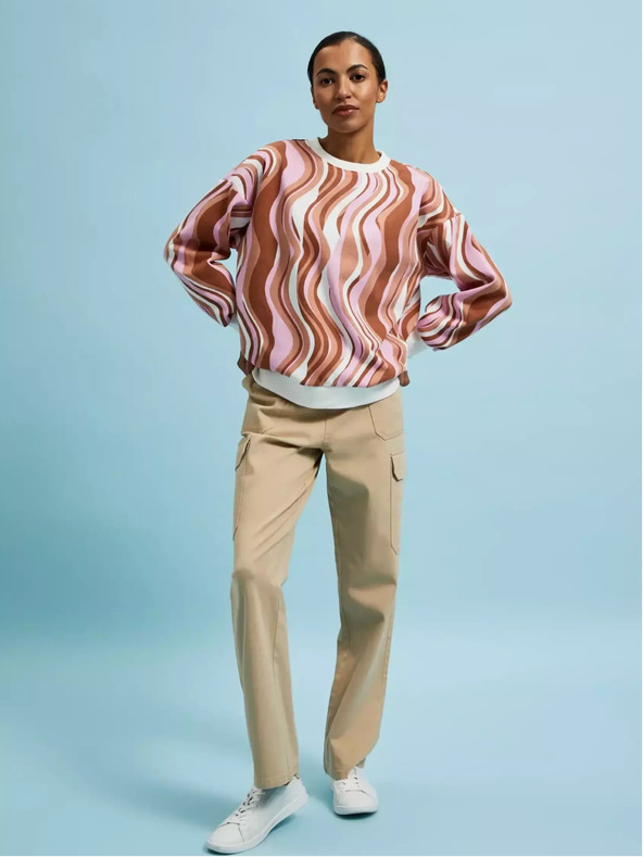 Moodo Ružovo-hnedá dámska vzorovaná mikina Moodo