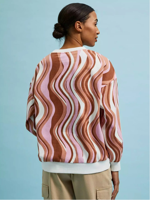 Moodo Ružovo-hnedá dámska vzorovaná mikina Moodo